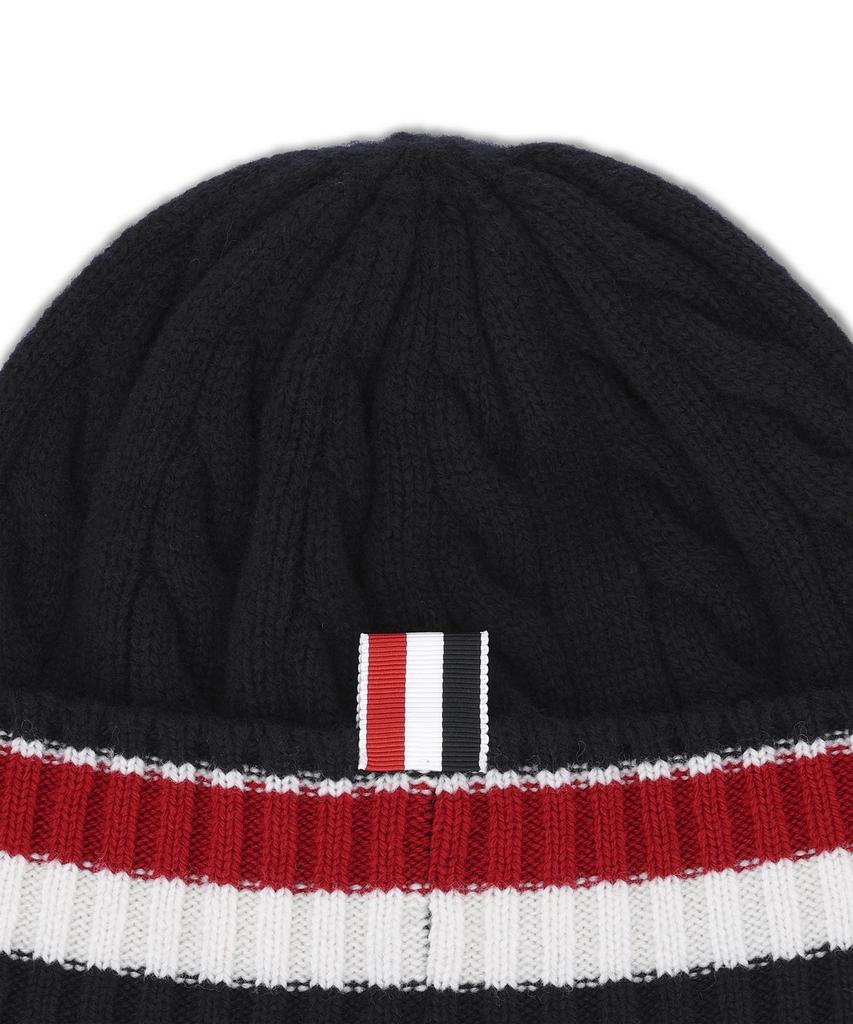 Tombeulaun Merino Wool Rwb Striped Cable & Rib Beanie - Navy / Mkh107Ay1005415