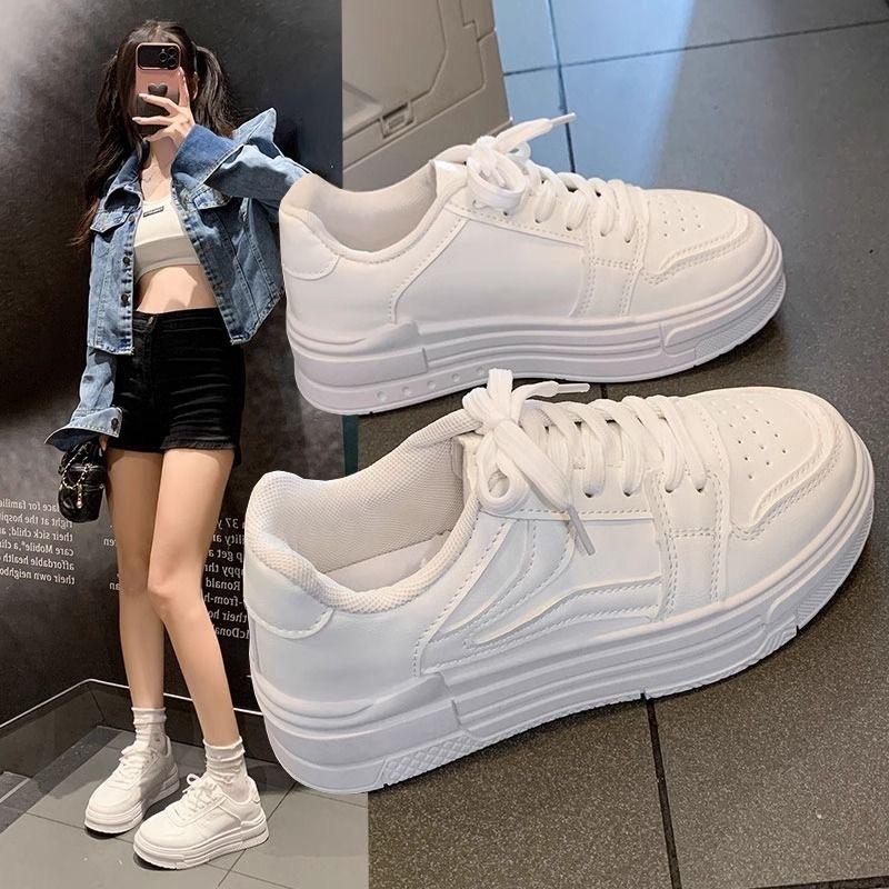 Кроссовки для сноуборда Milk Huhu женские летние 2024 года, новые универсальные маленькие белые туфли с круглым носком, на шнуровке, простые повседневные взрывные спортивные туфли