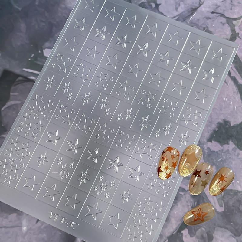 Simple Hollow French Nail Decals Transparent Spray-Painted Heart Butterfly Nail Art Stickers Fashion Manicure Decor