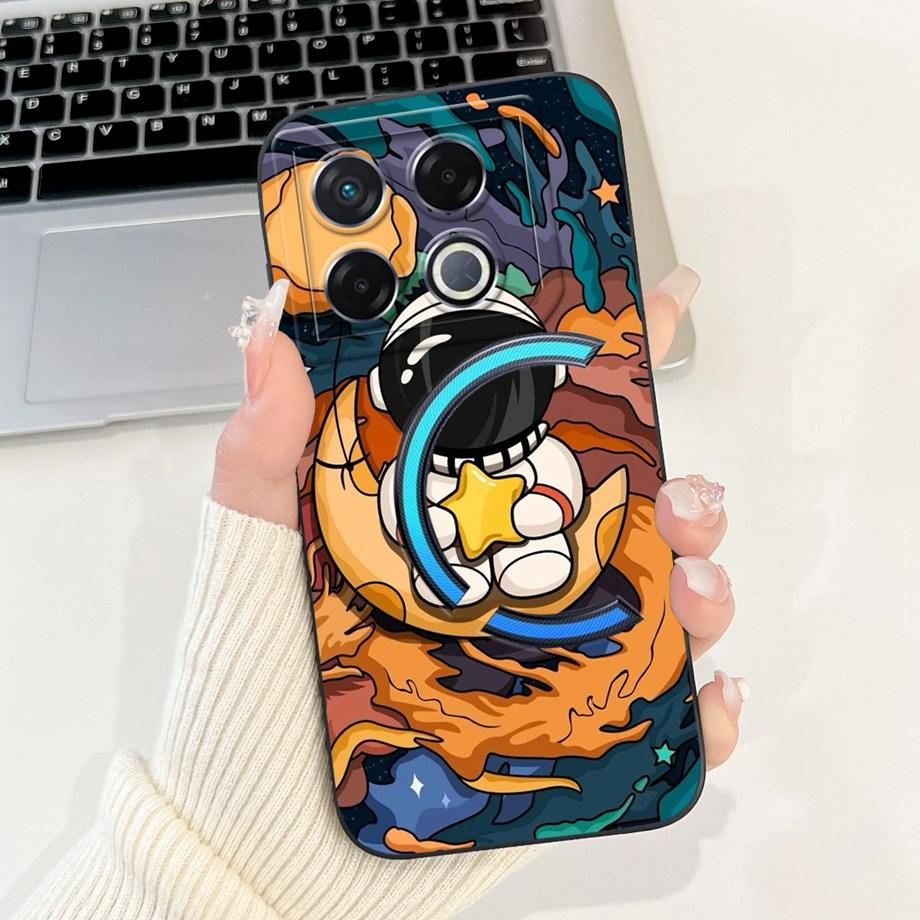 Мягкий силиконовый ТПУ матовый чехол Funda для Infinix GT 20 Pro / Infinix X6871 GT20Pro, задняя крышка, Астронавт, Лунная ночь, Расписной