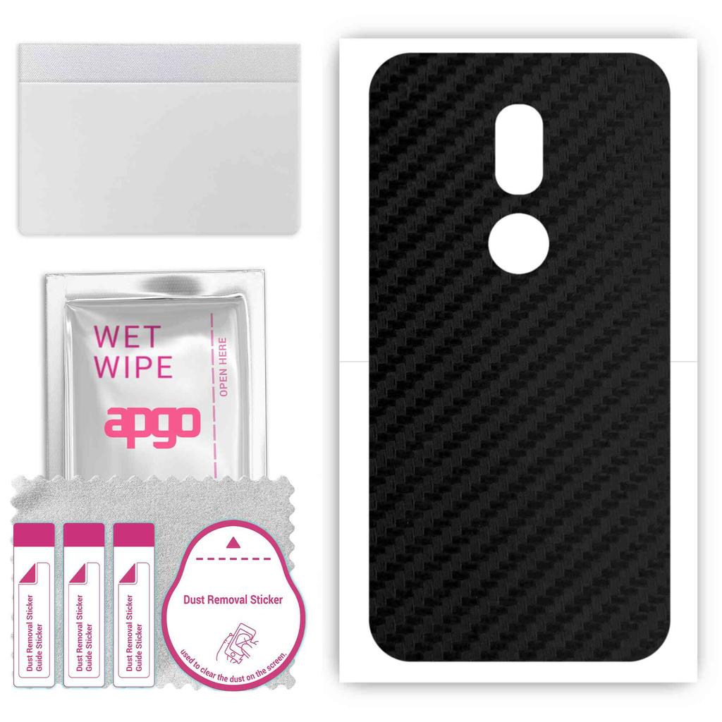 apgo Protective Skin Sticker for the back compatible with Wiko WIM Lite, Wrap Film, Foil, Vinyl - Pattern Carbon Black