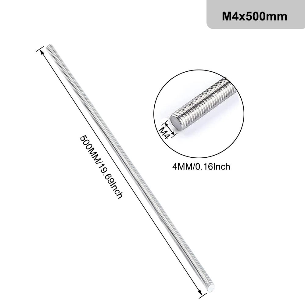 1шт резьбовой стержень 304 нержавеющая сталь винт M2 M2.5 M3 M4 M5 M6 M8 M10 M12 M16 M18 M20