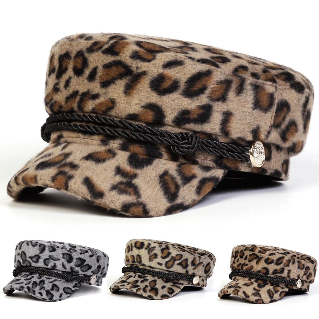 Sailor Winter Autumn Cap Navy Print Leopard Plush Neutral Gender Women Men For Hats Beret Hat Men Flat Top Captain Military Caps