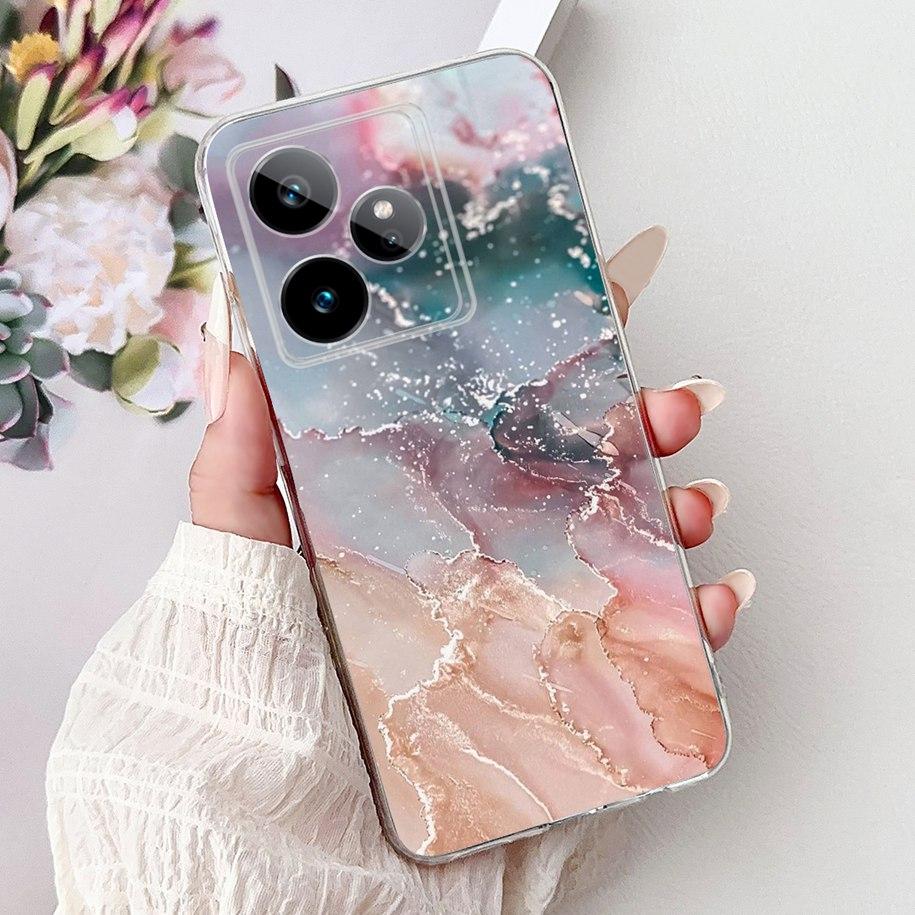 Чехол для Realme GT7 2025 RMX6688 Чехол Новая Мода Цветочный Мраморный Мягкий Силиконовый Чехол для Телефона Для Realme GT 7 Pro 7T Realme7 Fundas