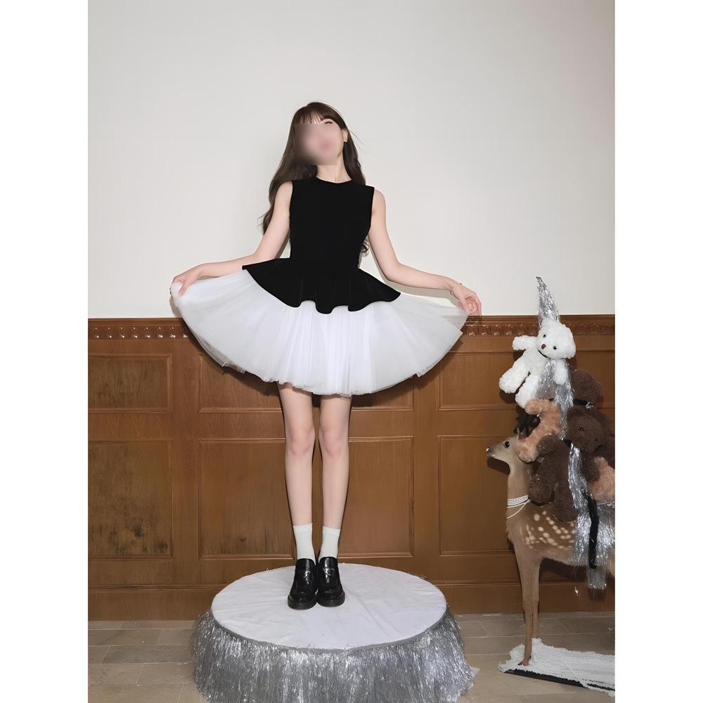 Платье принцессы на день рождения пышная сетчатая юбка платье-жилет miu ballet