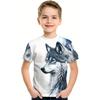 Детская одежда Футболка для мальчиков с коротким рукавом Крутой 3D-принт волка Детская летняя одежда Стильная уличная одежда с круглым вырезом Одежда для девочек