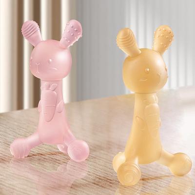 Игрушки для прорезывания зубов в форме кролика, жевательные игрушки для прорезывания зубов, мягкие, эластичные, силиконовые, прорезыватели для зубов, держатель для новорожденного, прорезыватели для моляров, детские принадлежности