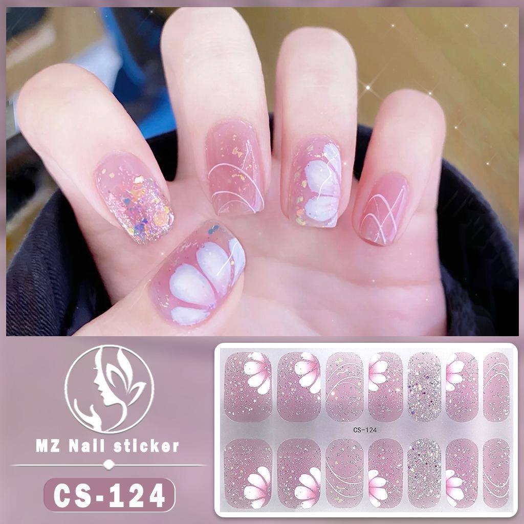 CS Waterproof No-Cure Gel Nail Wraps, Full Cover Contrast Color Tiger Head Pattern Nail Stickers, Nail Patch Films