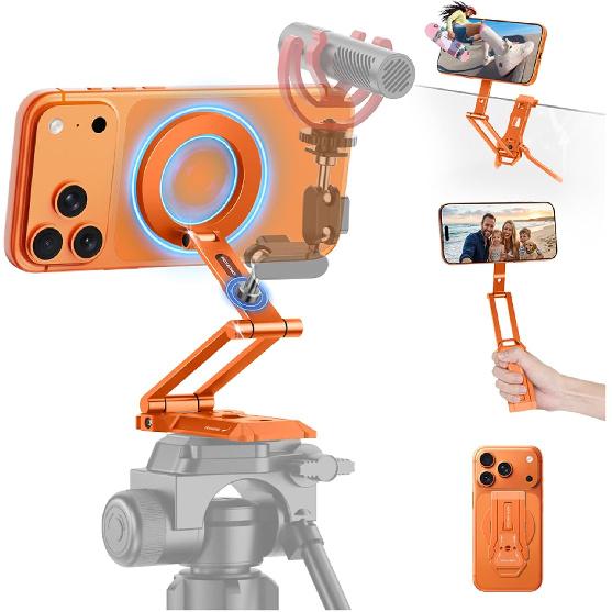 OMOTON TP06-E [3-Adjust] Sturdy Magnetic Phone Tripod for iPhone 17, Sliver