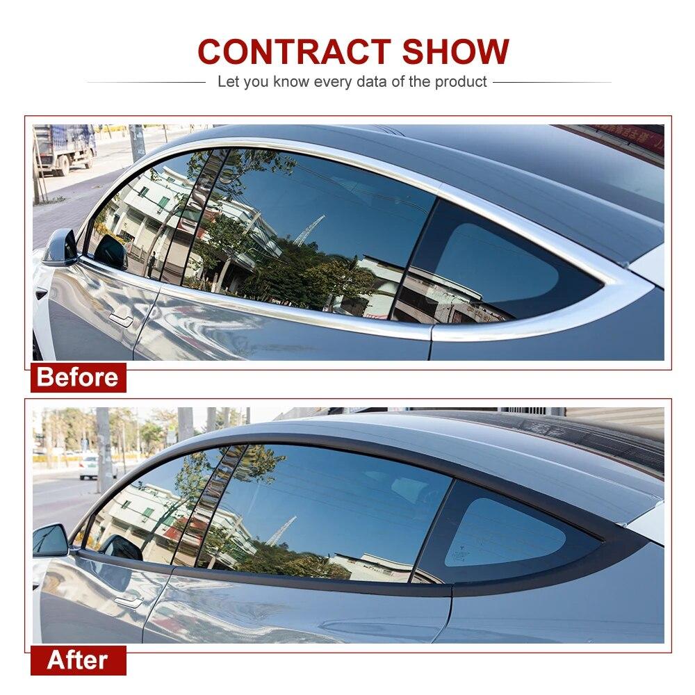 Наклейка на оконную раму автомобиля для Tesla Model 3, аксессуары для внешней отделки, дверная ручка из ПВХ, черная защитная накладка, полоски 2017-