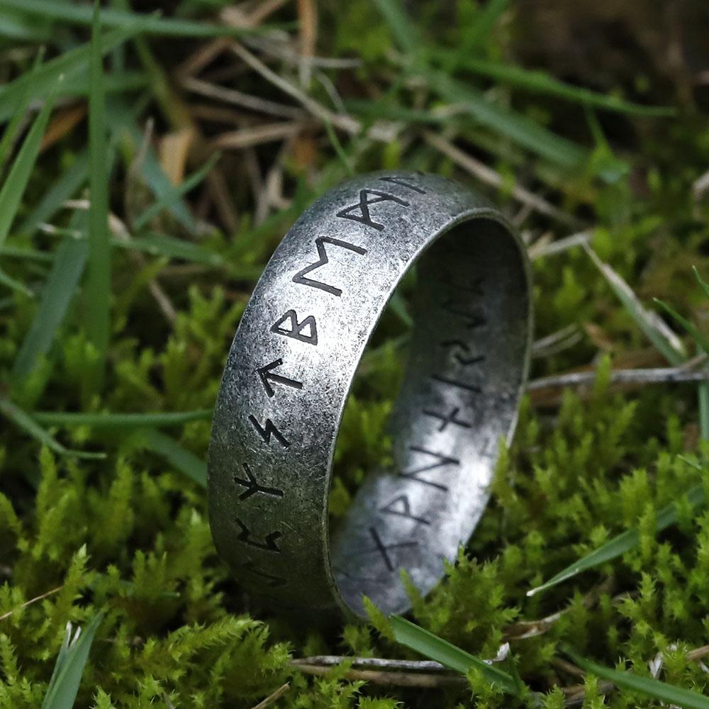 Новое кольцо-цепочка с рунами викингов из нержавеющей стали 316L для мужчин, ретро амулет, ювелирный подарок, бесплатная доставка