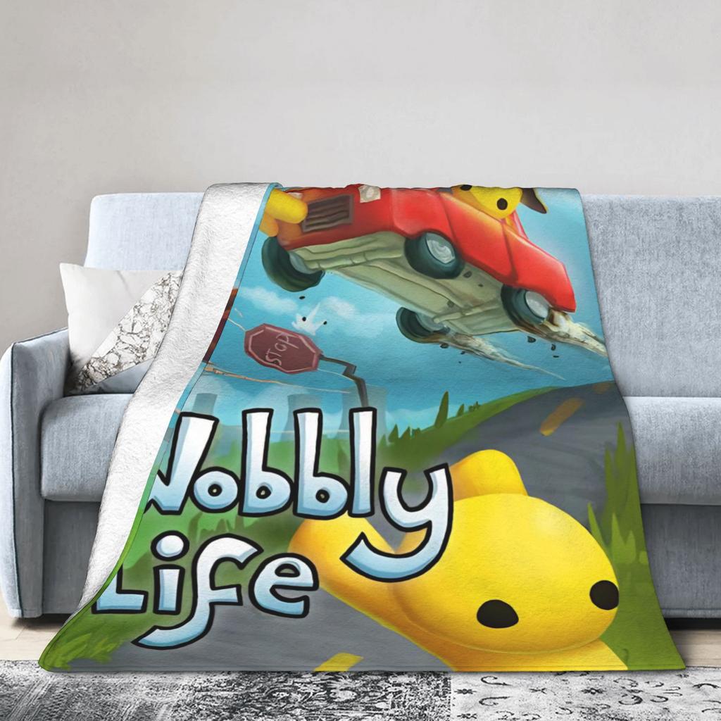 Wobbly Life Sandbox Game Fashion Blanket Cartoon Funny Flannel Throw Fashion Blanket Bedding Couch Portable Ultra-Soft Warm Bedspread Breath