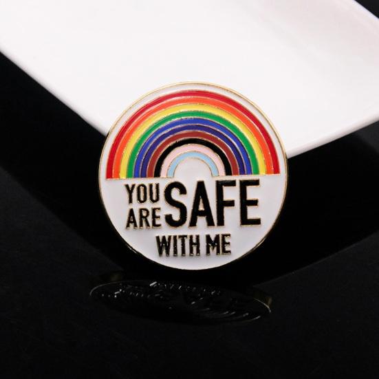 Значок You Are Safe with Me, значок на лацкан с радужной эмалью и вдохновляющей цитатой, брошь Color Block для одежды, сумок, рюкзаков, курток, шляп