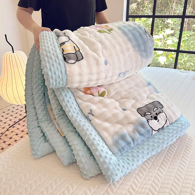 2025 Winter Imitation Rabbit Fur High-Weight Three-Layer Quilted Blanket