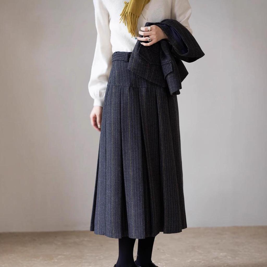 Комплект ретро-костюма и жилета в клетку «Хогвартс» от Ink Line Studio с плиссированной юбкой