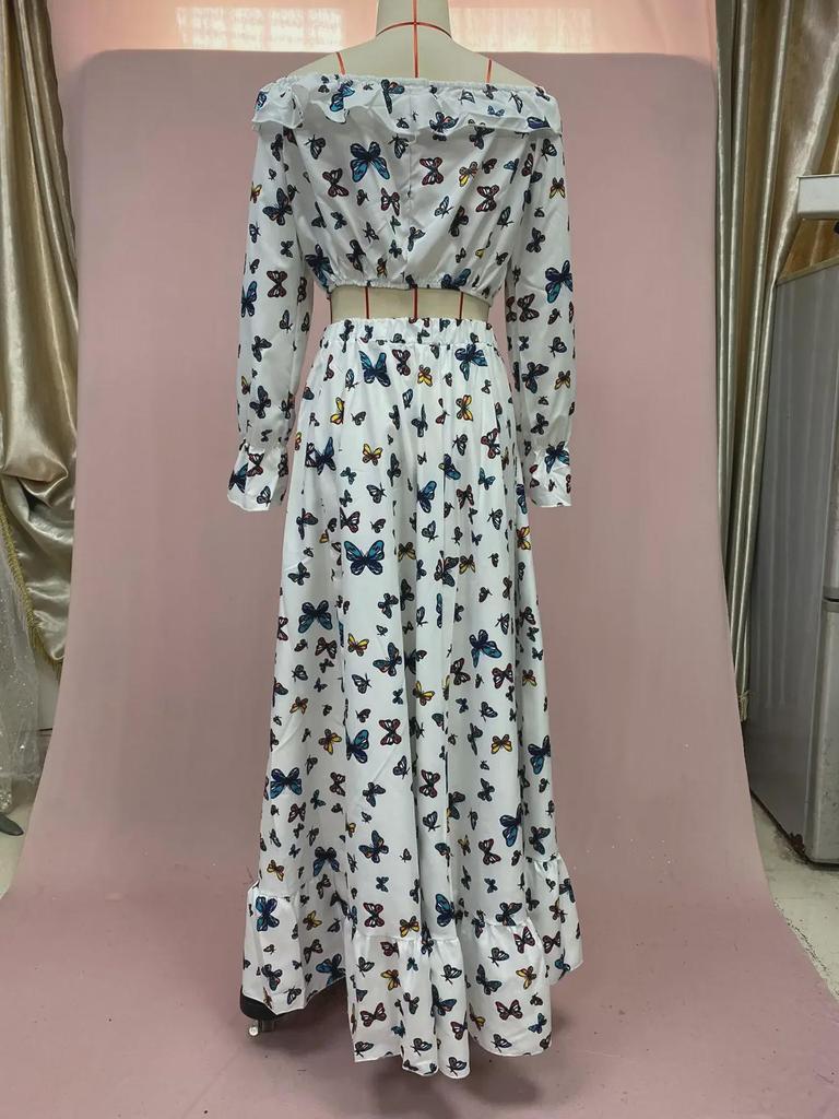 European & American Bohemian Butterfly Print Two-Piece Beach Dress (2025)