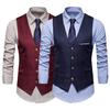 Pockets Removable White Strips Suit Vest Classic Solid Color Men Business Waistcoat Workwear