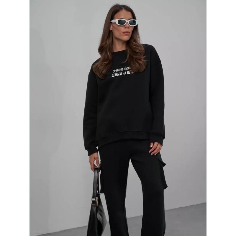 Casual Loose Fit Graphic Print Sweatshirt Women Round Neck Street Style
