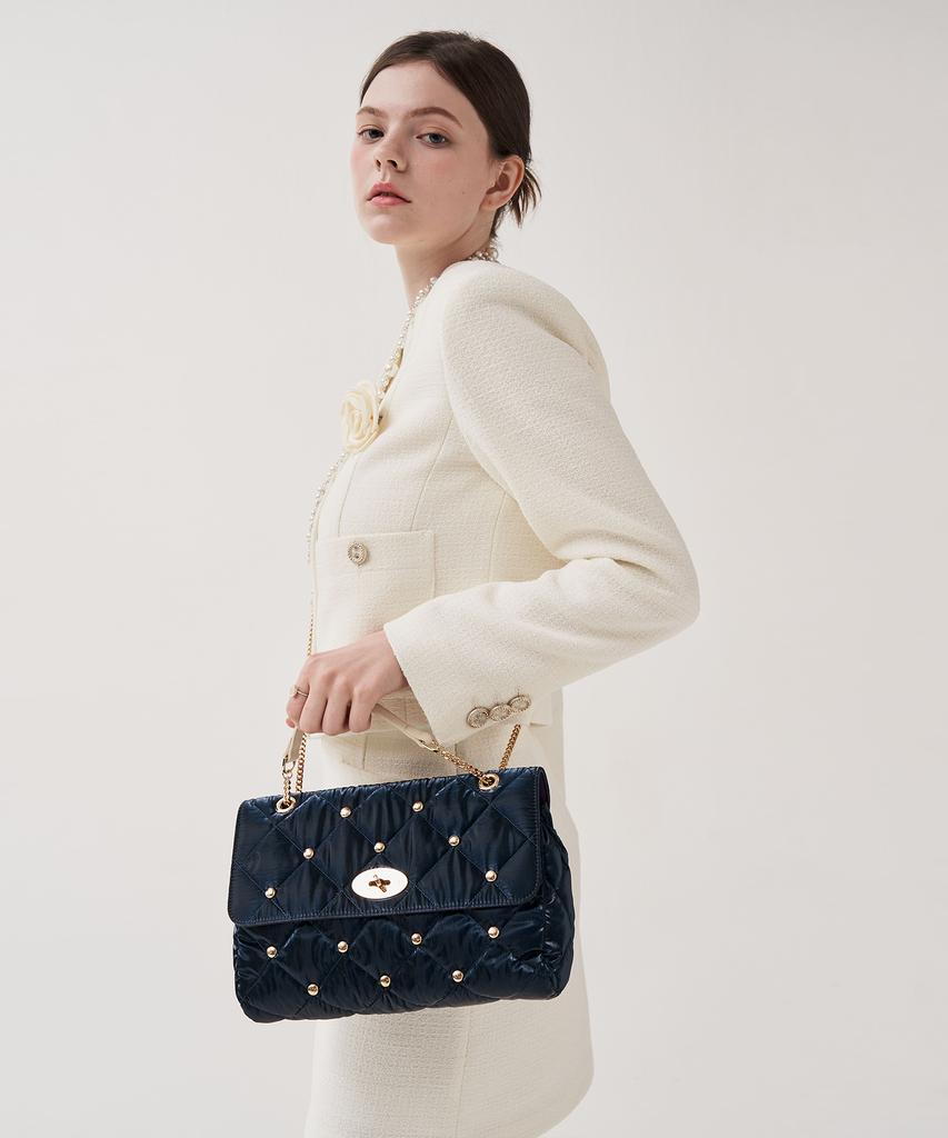 Jina In Ny Ladylike Chain Shoulder Bag [Navy Quilting]