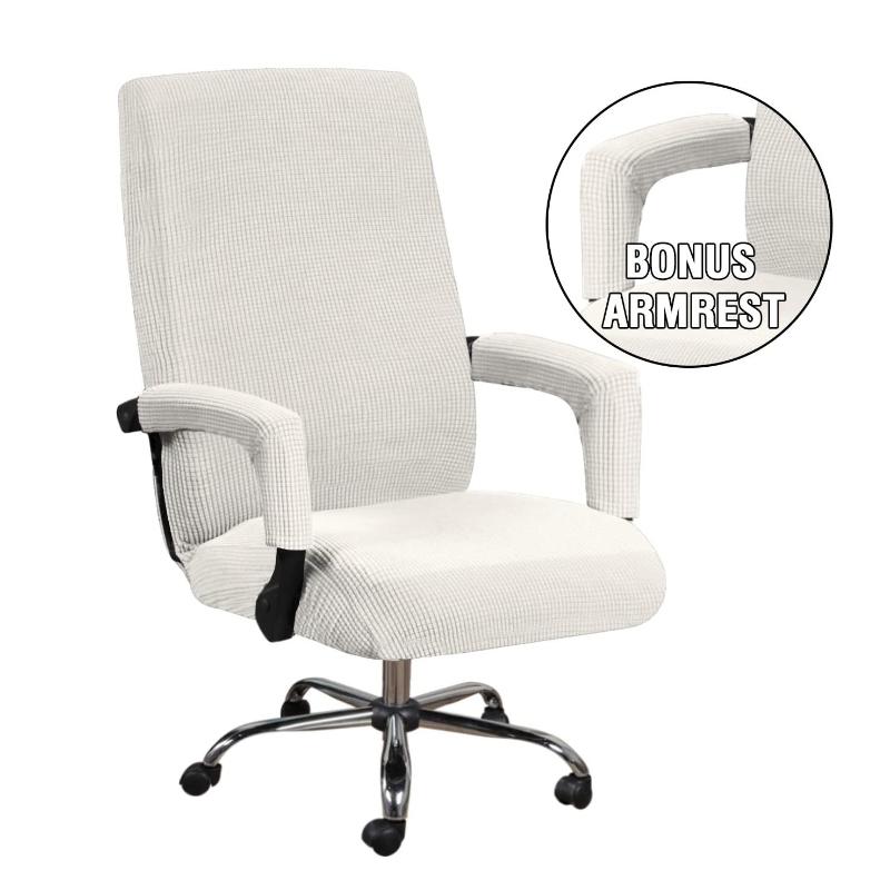 2 Sizes Office Elastic Solid Chair Covers Anti-dirty Computer Seat Chair Cover With Armrest Covers Removable  Office Seat Chairs Slipcovers