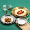 Set of 4 Elegant Meal Dish Set 304Stainless Steel Serving Plates Dinner Plate Suitable for Entertaining and Daily Use