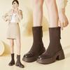 Thick-soled Martin Boots Women's New Small Thick-heeled Women's Shoes Heightening Elastic Boots Socks Boots Short Boots Medium Boots Tide