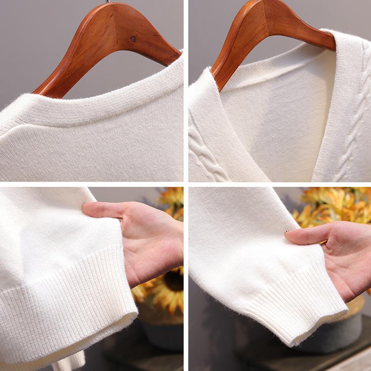 Новый осенне-зимний небольшой свежий свитер с длинным рукавом женская куртка ленивый ветер шикарный свободный вязаный кардиган с V-образным вырезом для женщин