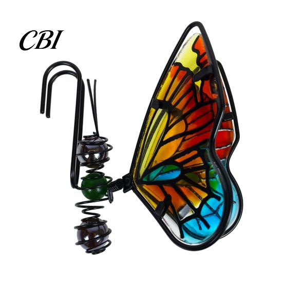 Stained Glass Style Dragonfly Decor Butterfly/Dragonfly Decorations for Flower Pots, Metal And Painted Hanging Dynamic Kinetic Garden Sculptures