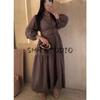 Summer New Product Women's Clothes Minimalist Style Cut Out Lace Decoration V Neck Long Sleeves Loose High Waist a Word Length Dress