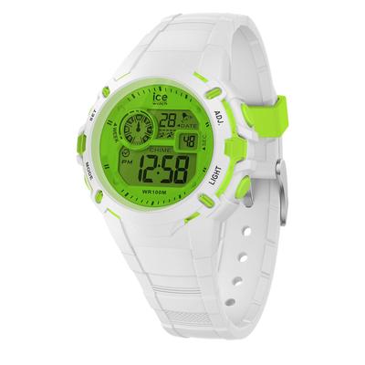 Авторизованный дистрибьютор [ICE-WATCH] Часы Ice Watch мужские унисекс 024004 ICE Digit Explorer Белый Лайм Маленький Водонепроницаемый Секундомер Будильник Дата День