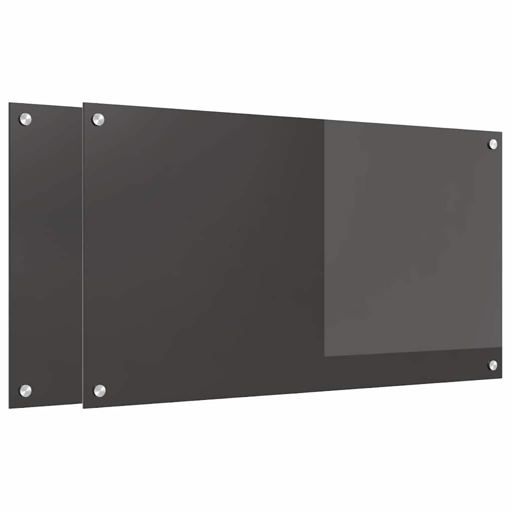 Kitchen Backsplash 2 pcs Dark Gray 90 x 50 cm Tempered Glass
