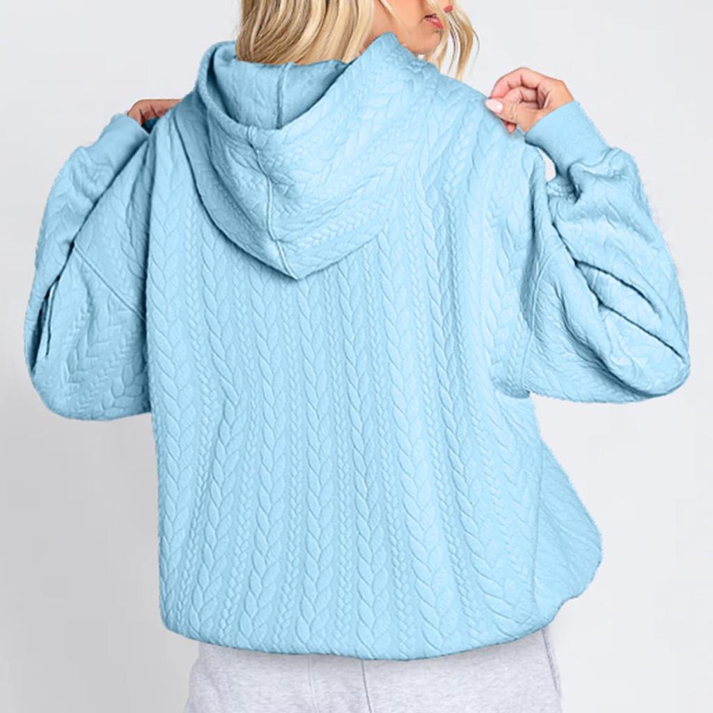 Женские толстовки большого размера с капюшоном, осень-зима, повседневные стеганые, с длинным рукавом, на шнурке, с капюшоном и карманами