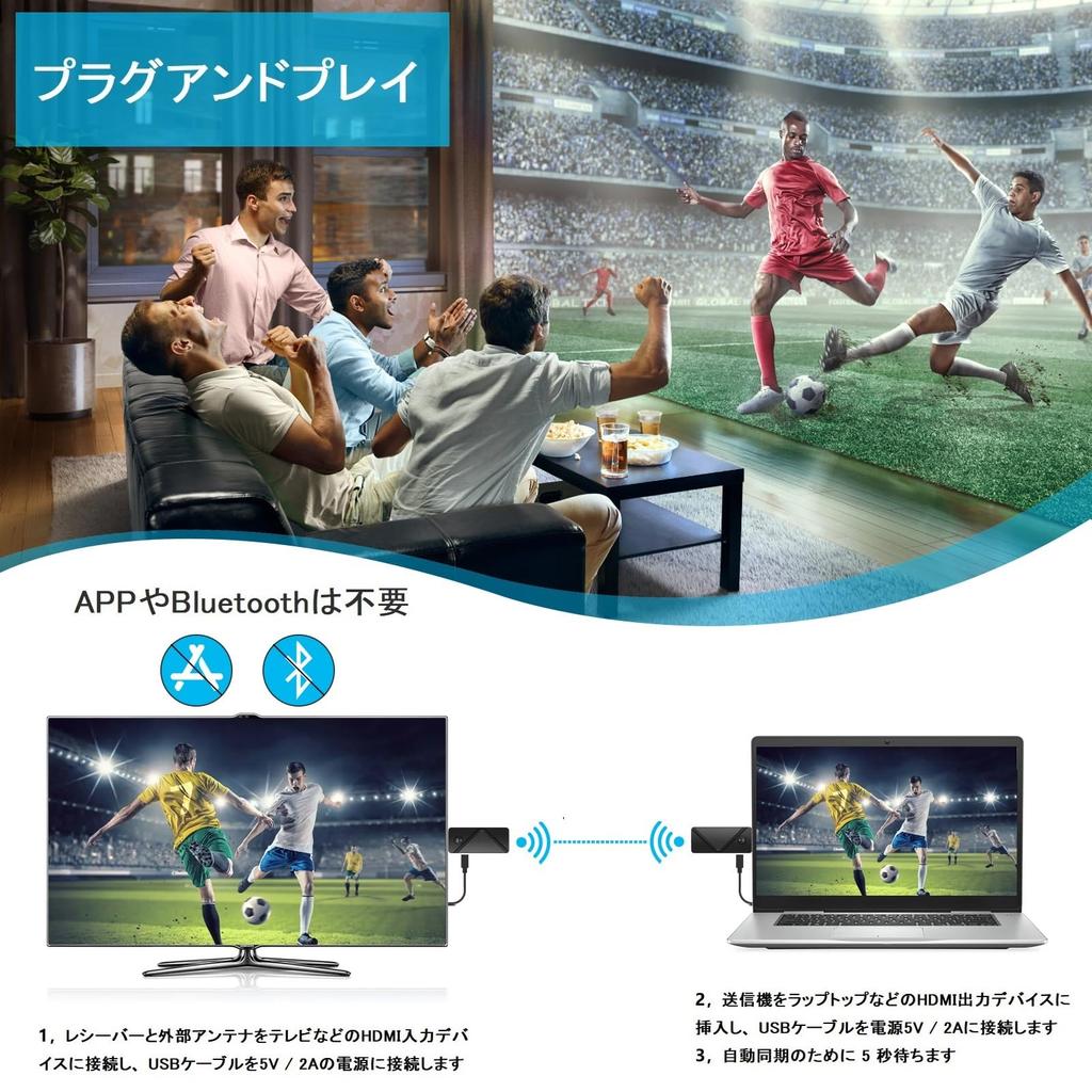 Eppfun CS200D Беспроводной HDMI Комплект 30м Стабильная Передача 1080P Видео и Аудио Синхронизированный Выход Совместим с Цифровыми и Проекторами