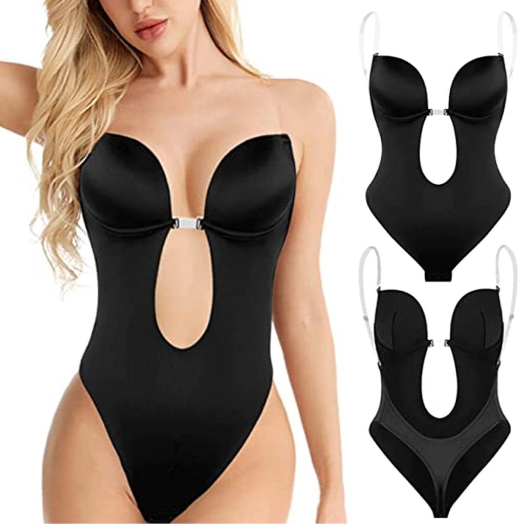 Женское корректирующее белье с открытой спиной и без бретелек U-образное боди с глубоким вырезом Невидимый фаха со встроенным бюстгальтером Сексуальный формирователь тела Бесшовный боди с открытым кортиком