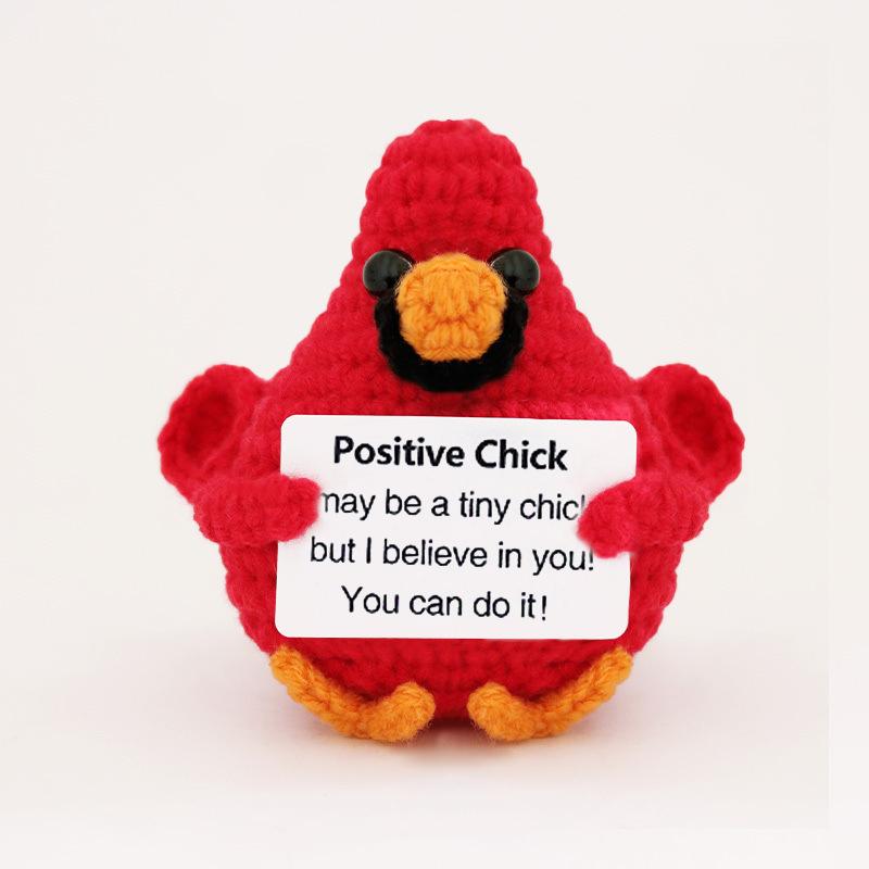 Funny Crochet Positive Inspirational Emotional Support Cat Doll Home Room Decoration Handmade Knitted Cat Desktop Ornament Gift