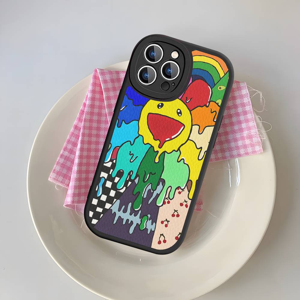 Силиконовый чехол для телефона T-Takashi Flower M-Murakami для iPhone 16 15 14 13 12 11 Pro Max Mini Кожаный Мягкий Чехол