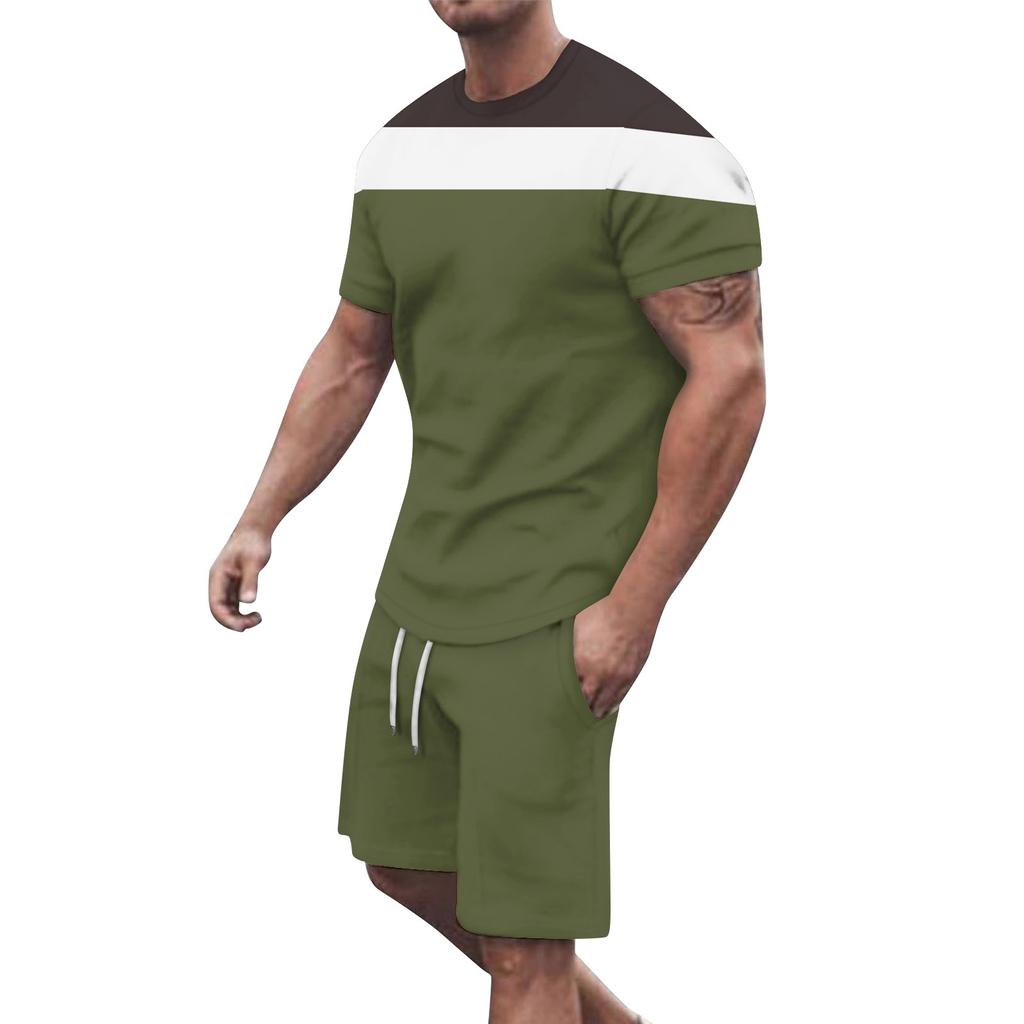 Мужские однотонные шорты с короткими рукавами и открытыми плечами, дышащий мужской повседневный комплект из 2 предметов