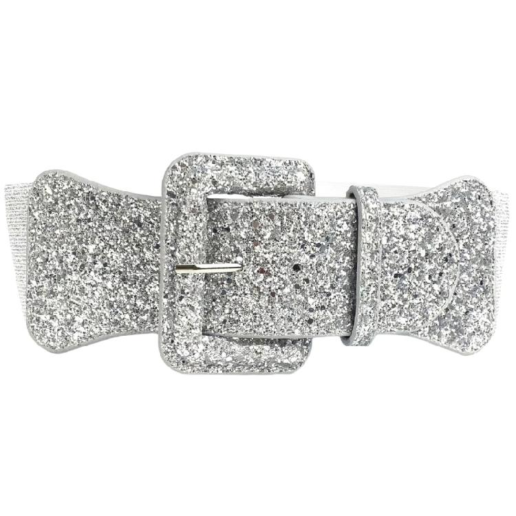 Сияющий пояс-корсет для женщин, эластичный широкий пояс с пайетками, универсальный пояс из ПУ-кожи, блестящий пояс для вечерних платьев