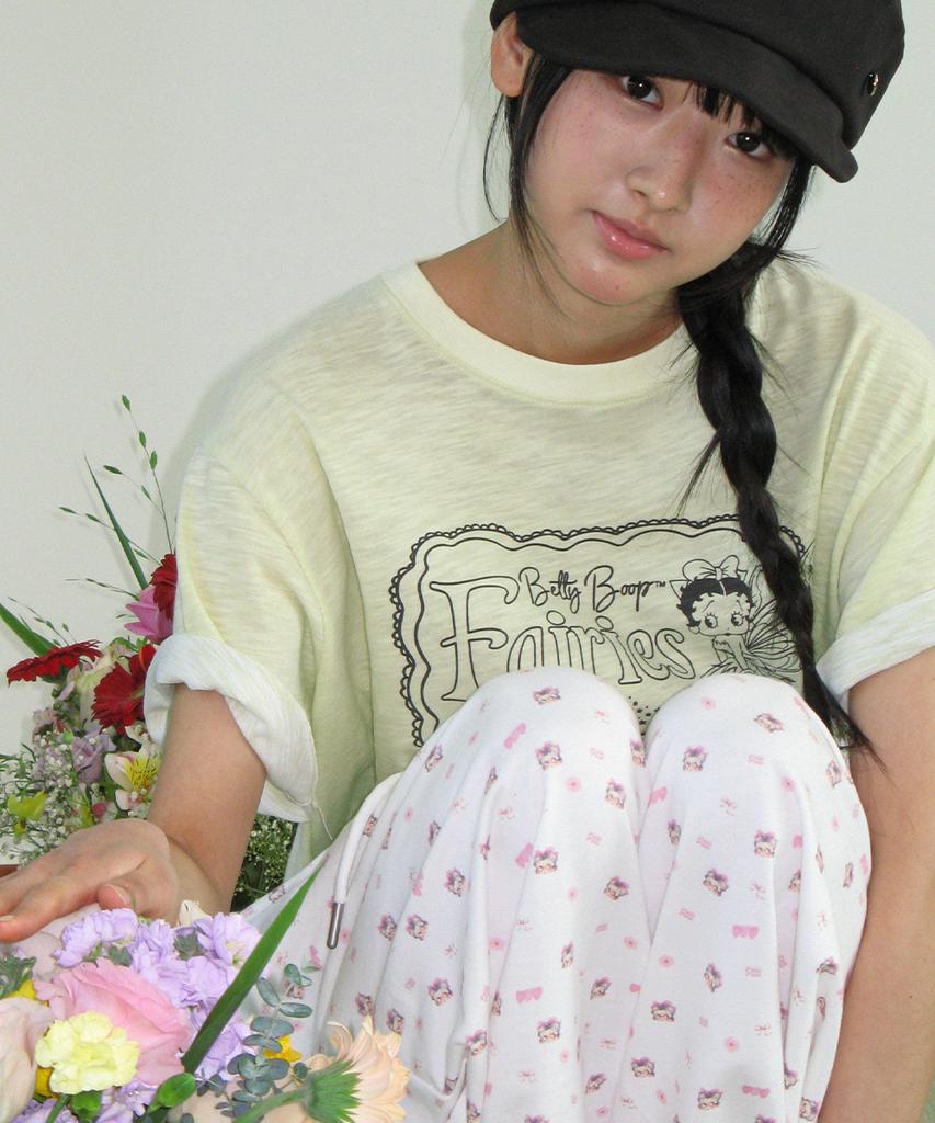 RONRON Betty Boop Pattern Sweat Jogger Pants White