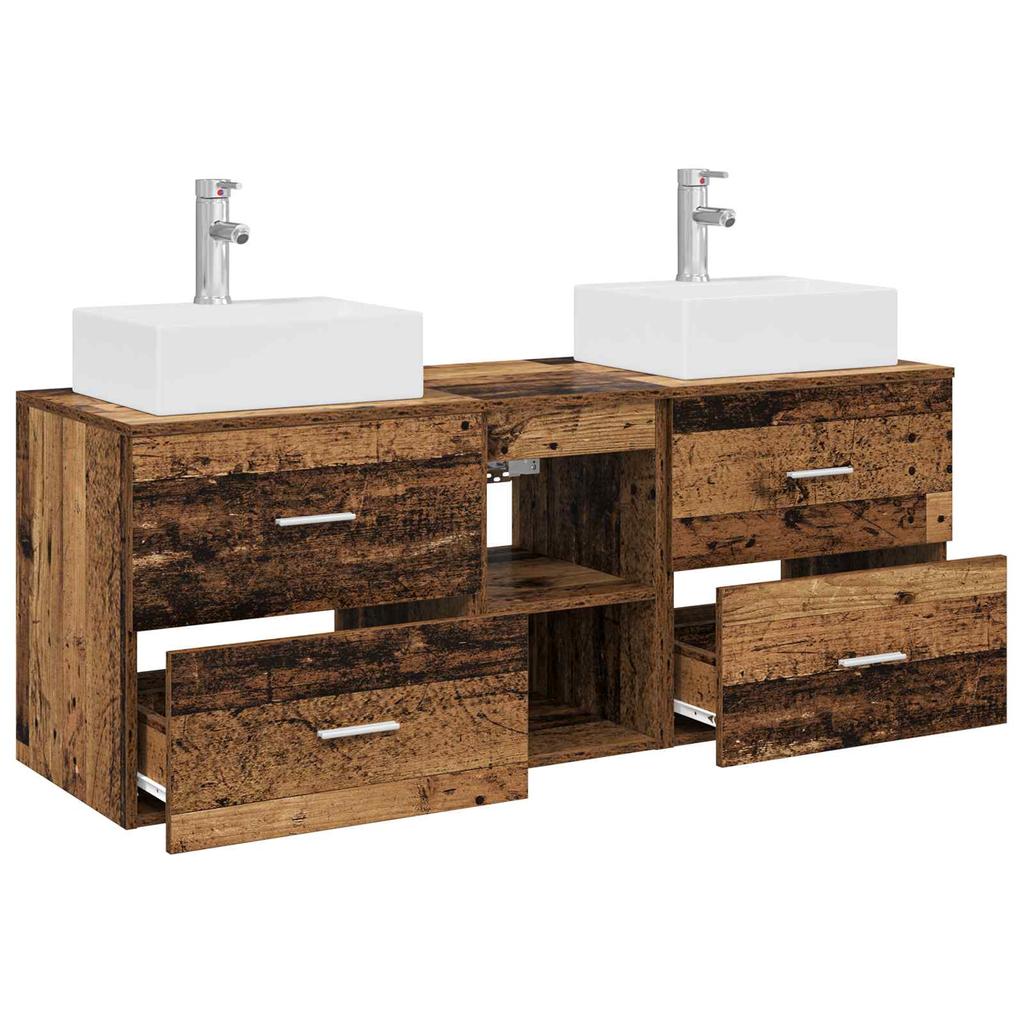 Bathroom Cabinet Set 3 pcs Reclaimed Wood 129 x 41 x 79.5 cm