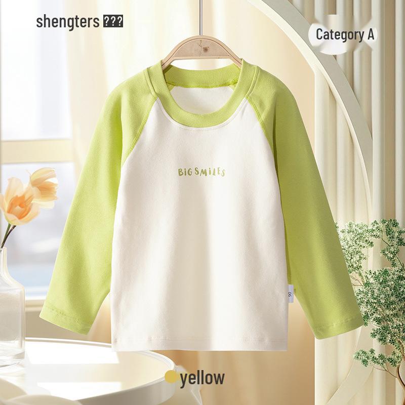 Shengte Shi Kids' Mid-Neck Cotton Thermal Top – Unisex Autumn/Winter Base Layer