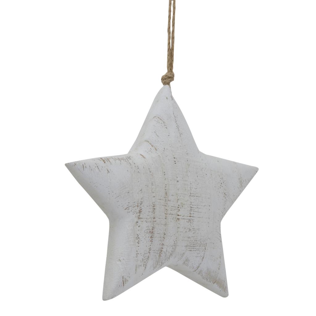 Hill Interiors White Washed Star Christmas Hanging Decoration