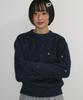 RONRON Hairy Pearl Embroidery Knit Navy