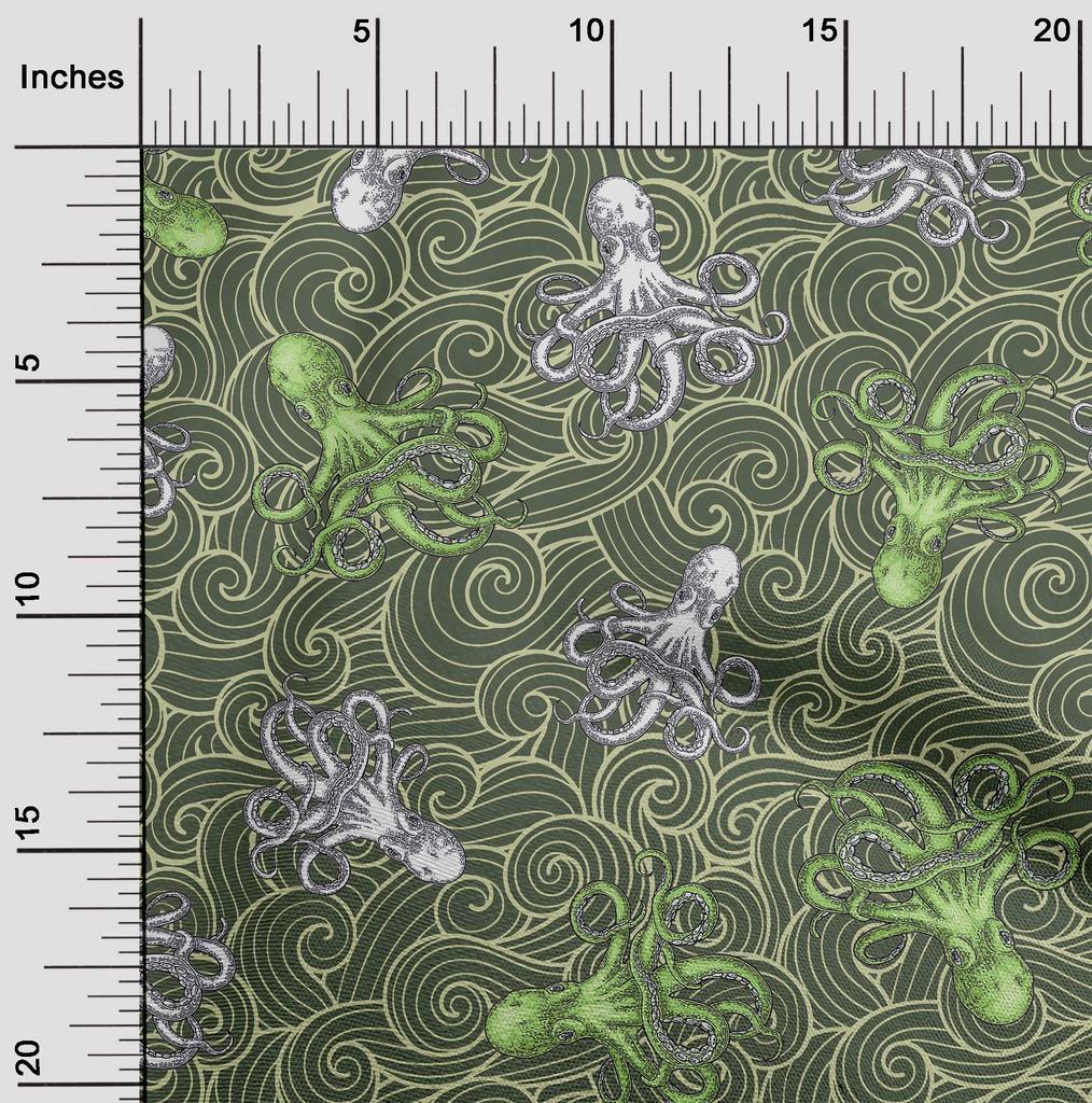 oneOone Ткань Cotton Flex Dark Teal Green, морская тема, проекты для декора, напечатанная по ярдам, 40 дюймов