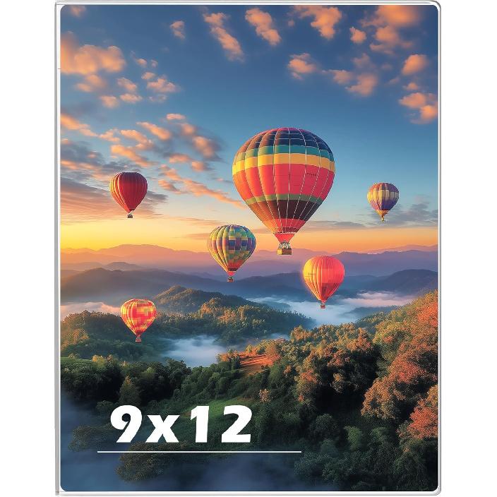 8.5 x 11 Acrylic Picture Frame, Horizontal/Vertical Clear Photo Frame for Wall with Tape, No Drilling Floating Hanging Frameless Picture Frame, Wall