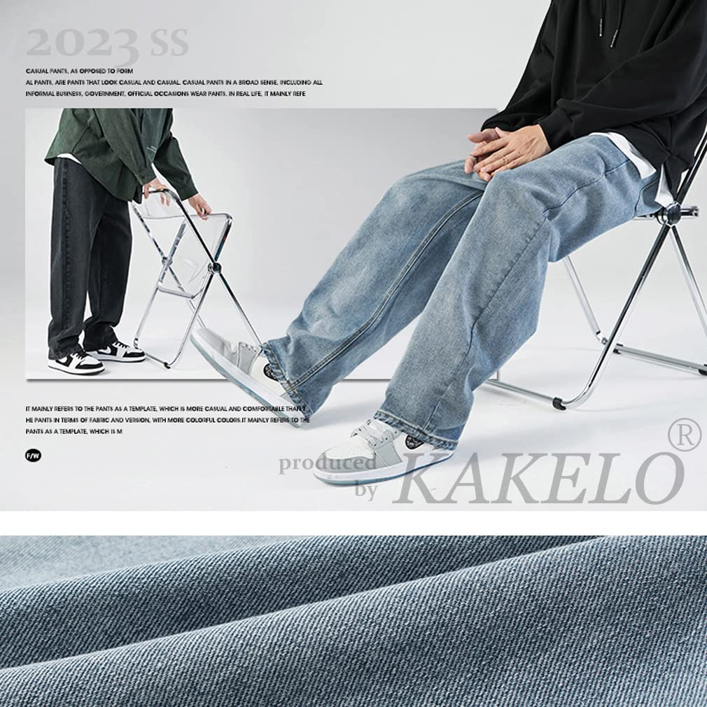 KAKELO Мужские Широкие Джинсы Деним, Свободный Крой, Удобная Посадка (02.Черный, Размер M)