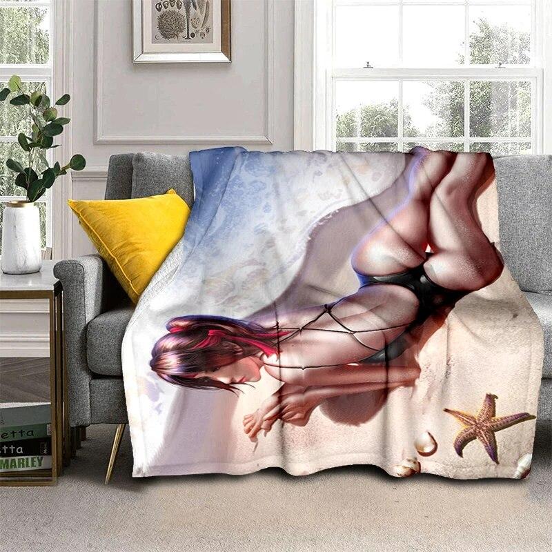 Hot Anime Sexy Girl Soft Plush Sofa Bed Throwing Cartoon Picnic Blankets Modern Flannel Blanket Gedruckt Bettdecke Geschenk Gift