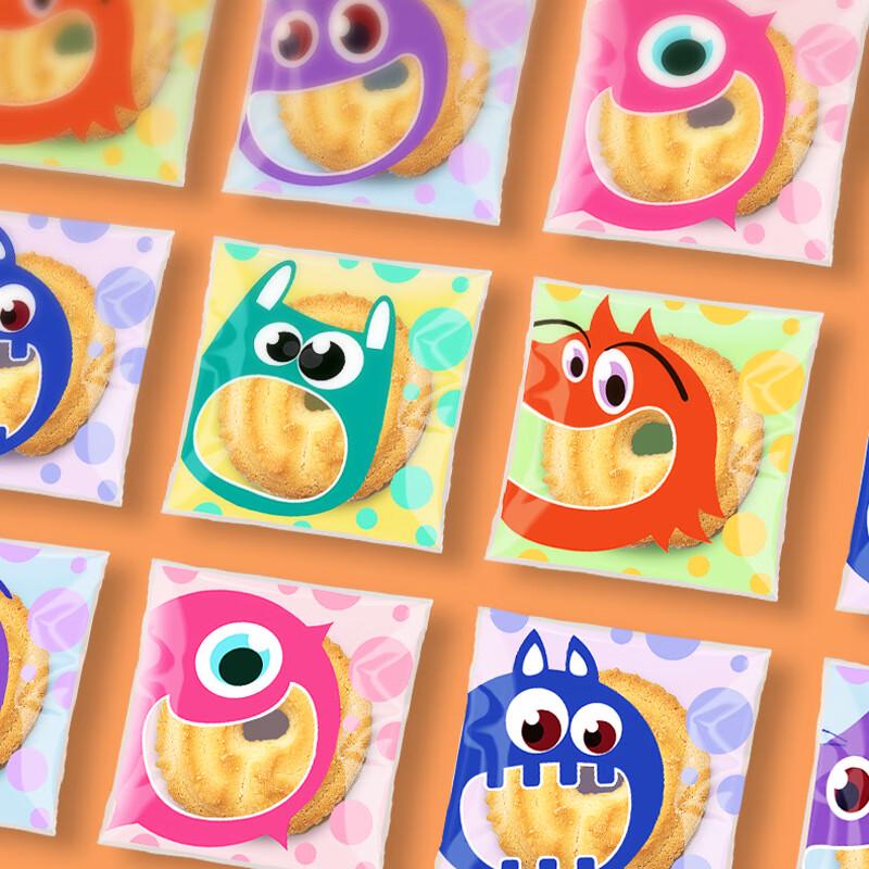Cartoon Big Mouth Monster Frosted Self-Sealing Cookie Bags