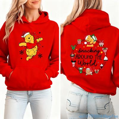 Новая милая толстовка с принтом приключений Винни-Пуха на Рождество, женская модная повседневная удобная рождественская толстовка