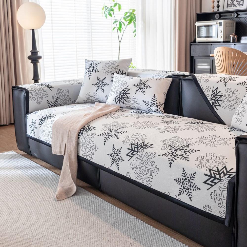 Чехол для дивана из ледяного шелка с узором «гусиные лапки», универсальный для всех сезонов, чехол для дивана, украшение для гостиной, нескользящий коврик для диванной подушки